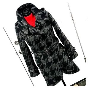 Steve Madden Pea Coat Black and Gray Herringbone